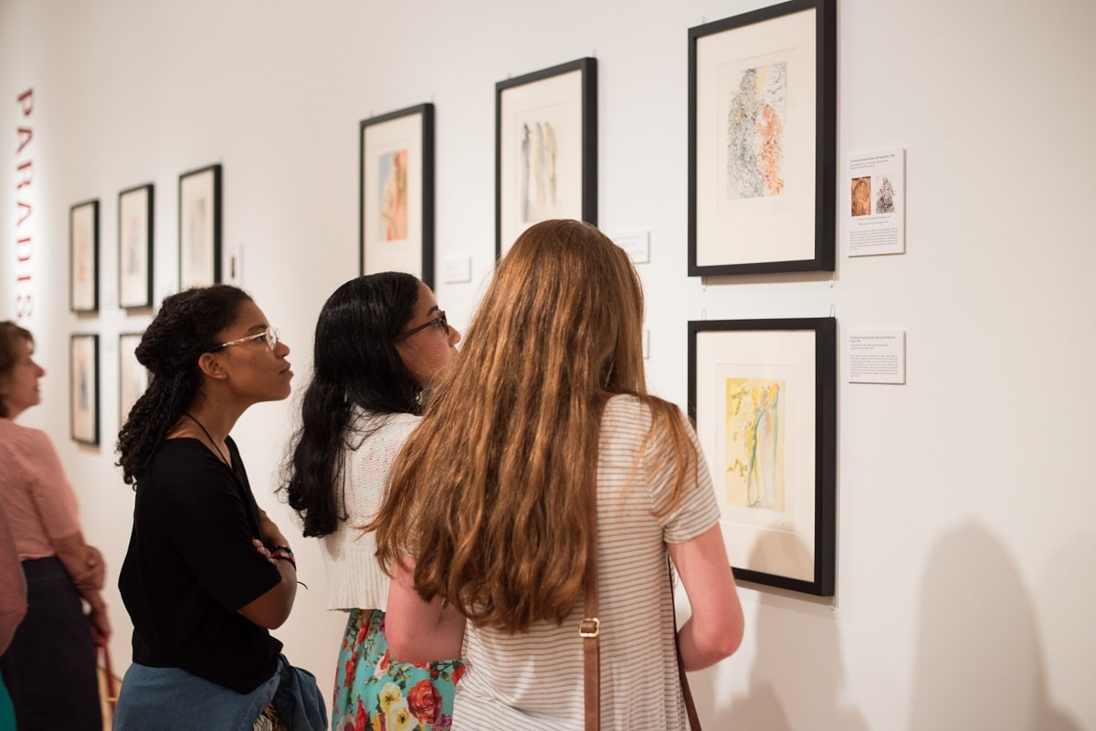 Patrons at Louisiana's Hilliard University Art Museum explore Dalí’s works at the opening for the exhibition “Salvador Dalí’s Stairway to Heaven.” 