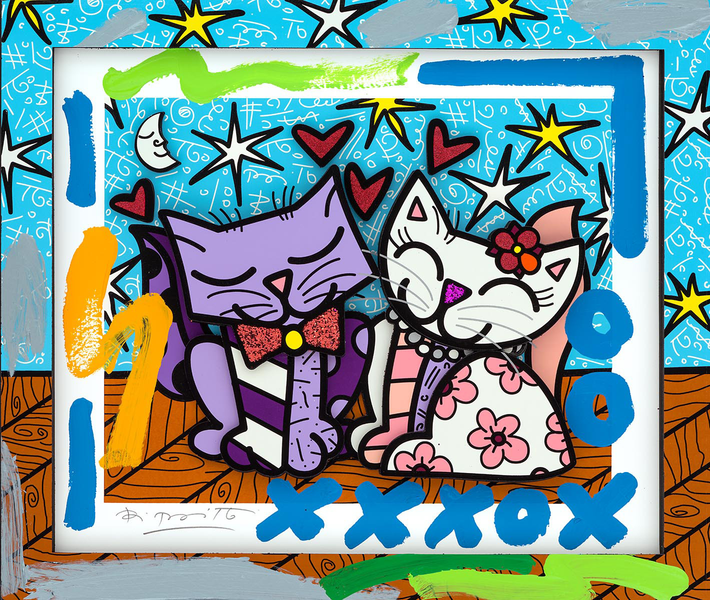 Browse Artwork In The 2023 Valentine S Collection Collection Park   Romero Britto Purr Fect Couple 930418 